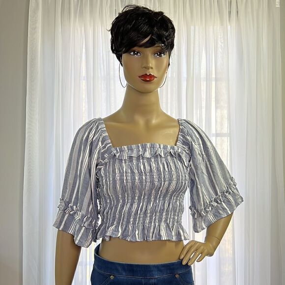 Angie Smocked Crop Top Medium - Picture 1 of 5